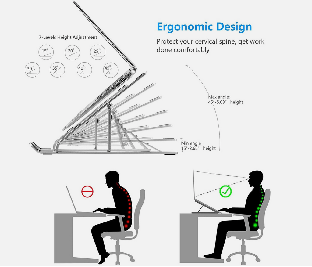 Adjustable Laptop Stand — Aluminum Desktop Holder