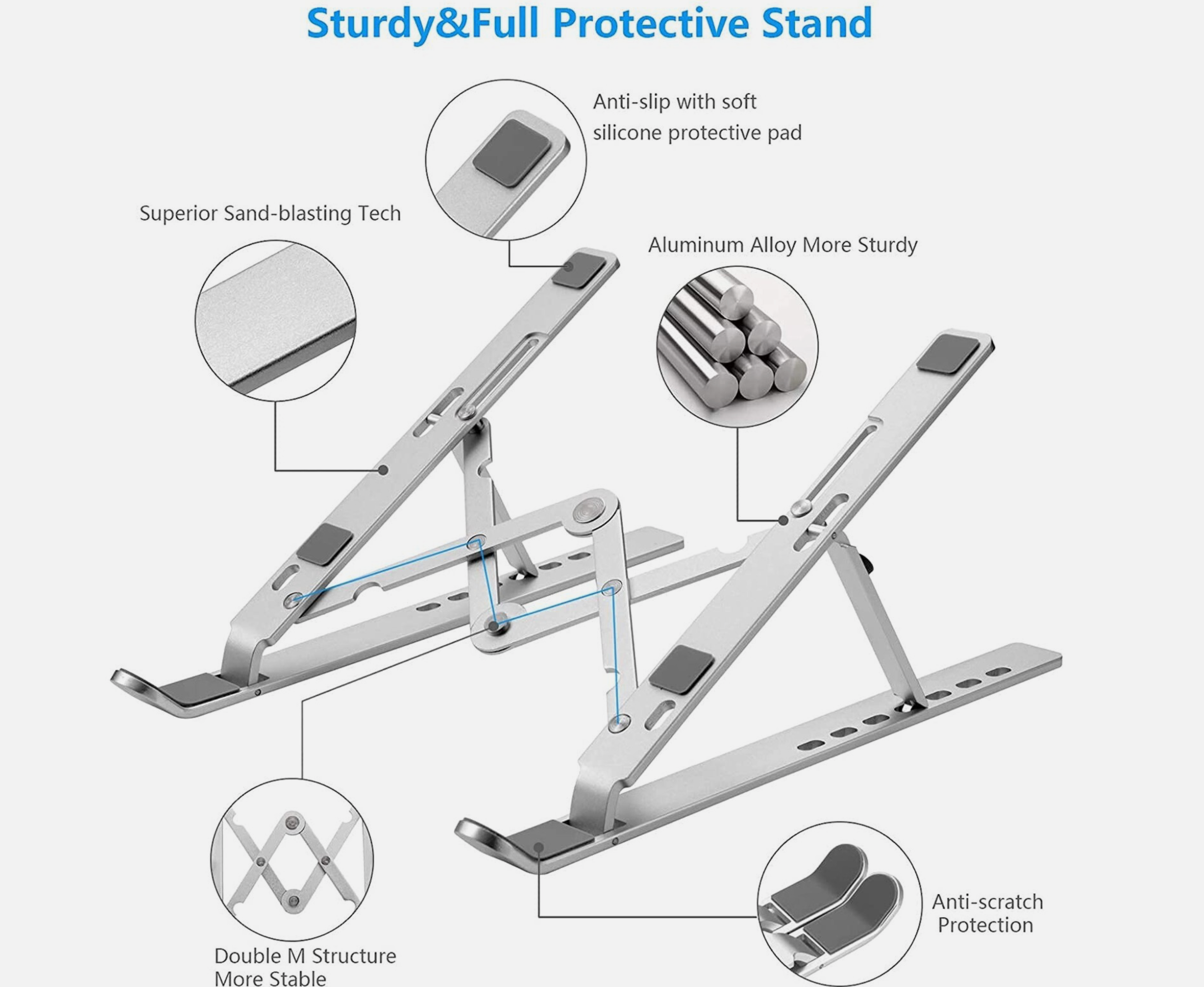 Adjustable Laptop Stand — Aluminum Desktop Holder